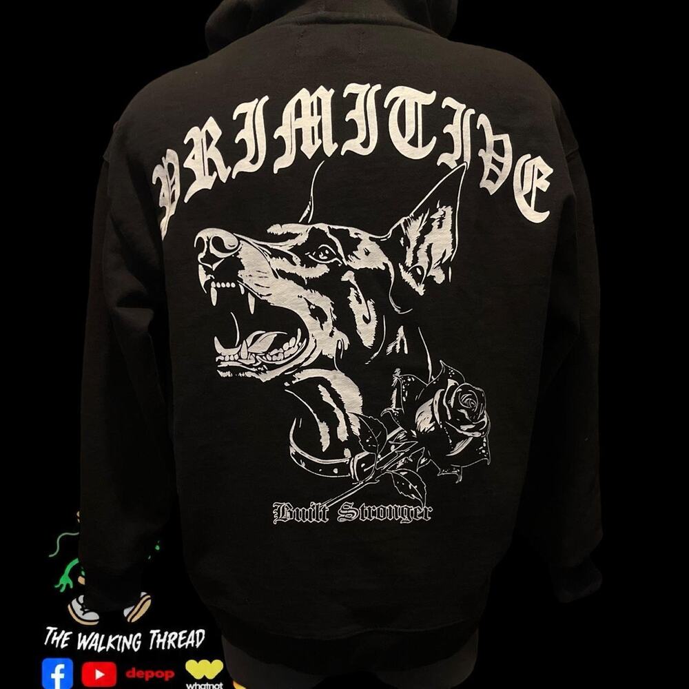 Primitive Skate High Quality Thick Hoodie Size Large Doberman Rose Art